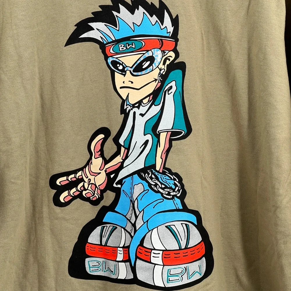 Vintage Y2K Big's‎ World Cartoon Graphic T-Shirt Lofteez Tag Glitter Print XL